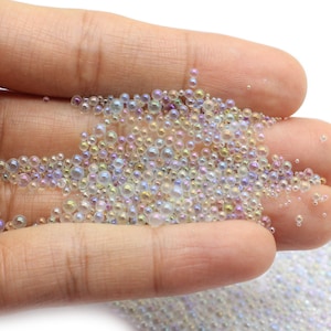 Iridescent Clear Glass Assorted Size Microbeads Colorful Mix Bubble Bead Mix Kawaii UV Glass Filling Seed Beads