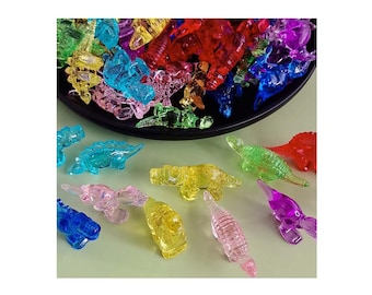Acrylic Gems Mini Dinosaur Figures Party Decorations, 90 Pcs Small Plastic Dinosaurs Classroom Prizes, Treasure Box Toys for Classroom