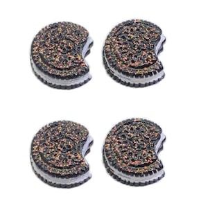 Chocolate Cookie With Shiny Glitter Flatback Resin Cabochon Earring Hairpin Jewelry Craft Accessories DIY Phone Case Scrapbook Decoration