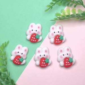 Mini coniglietti in resina con dorso piatto e kawaii cabochon per la creazione di gioielli fai da te, progetti artigianali e accessori