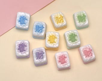 Mahjiong geformte Harz Cabochons Flatback Kawaii Charms für Schmuck, Haarclips, Nail Art, Slime, Phone Case DIY Decor