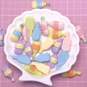 Dijes de resina para botellas de pintura, útiles escolares de dibujos animados kawaii, cabujones planos para manualidades, álbumes de recortes, bisutería y slime.