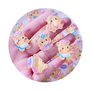 Cabujón de resina con parte posterior plana de oso de bebé de dibujos animados kawaii, decoración para álbumes de recortes, adornos para manualidades