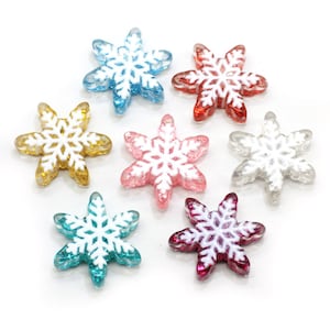19mm Mix Color Christmas Glitter Snowflake Resin Charms Flatback Resin Cabochon pour Décoraiton Maison