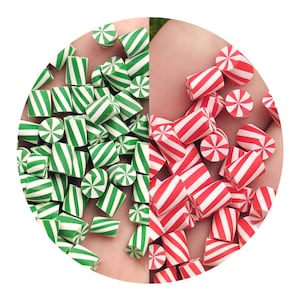 7 mm Vert Rouge Blanc Menthe Poivrée Bonbons En Argile Polymère Miniature Maison De Poupée Dessert Décor Kawaii Noël Slime Fournitures