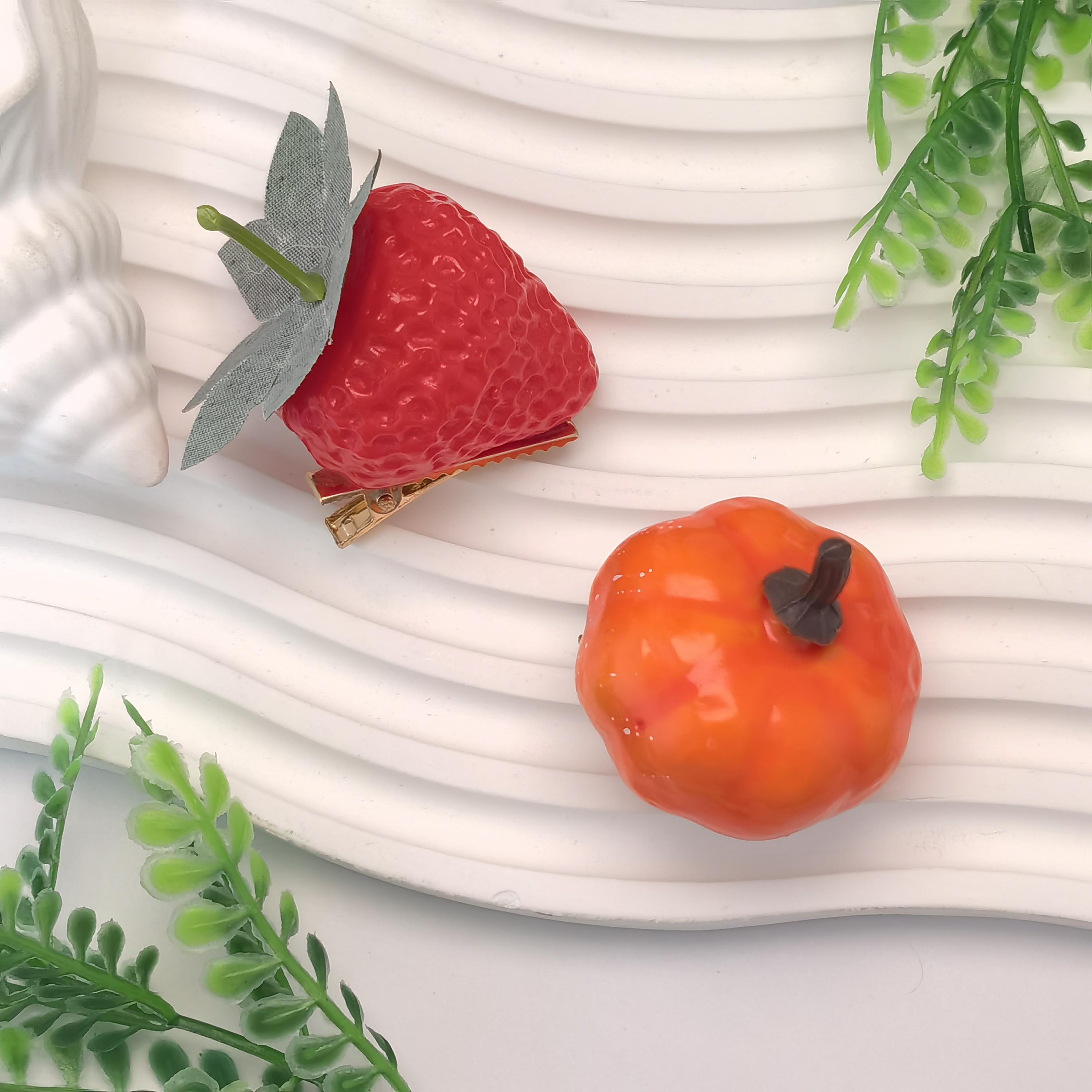 Decoration Strawberryリボンクリップset Creative Plastic Strawberry Hair Clips Realistic Red Strawberry