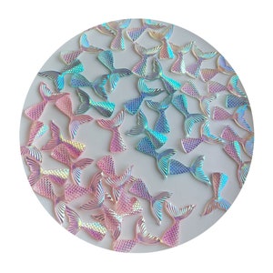 Cabochon à dos plat en résine queue de poisson plaqué AB, pour matériau mince, accessoires pour cheveux, Scrapbook à faire soi-même