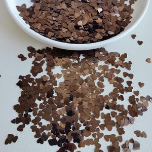 4mm 5mm Multi-Size Brown Heart Glitter for Valentines Day Sequins Resin Supplies Nail Art Decor Slime Supplies Tumbler Shaker Card DIY Pens