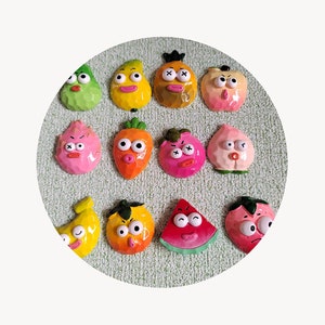 Fruta de dibujos animados de boca grande de resina Kawaii, cabujón plano, álbum de recortes, decoración artesanal, accesorios