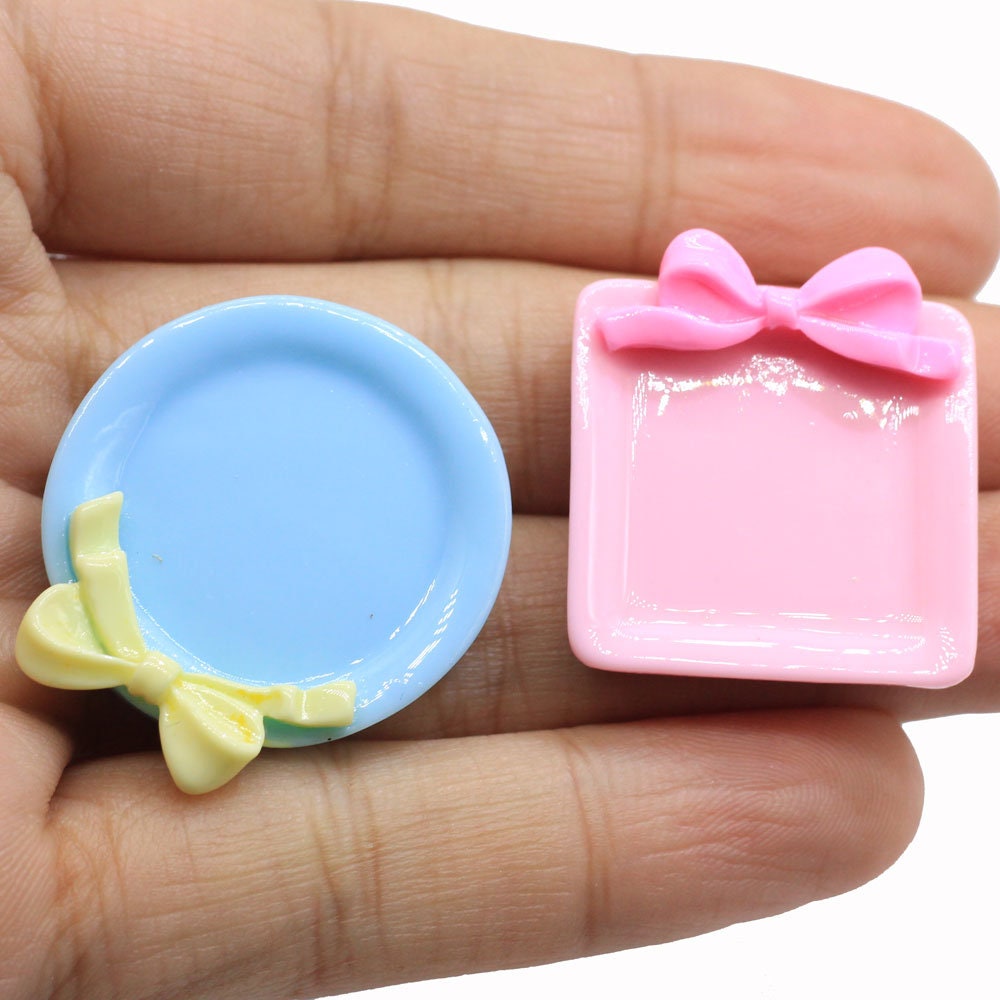 Resin Round Square Plate Dishes Simulation Plates Miniature Etsy
