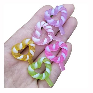 Nuovo popolare 22*28 MM Kawaii luminoso lecca-lecca caramelle cabochon in resina a dorso piatto abbellimento per fiocco per capelli centro scrapbooking deco