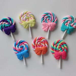 28 * 42MM Kawaii Soft Clay Regenbogen Lollipop Cabochons handgemacht Resin Material DIY Haarschleife dekorativ