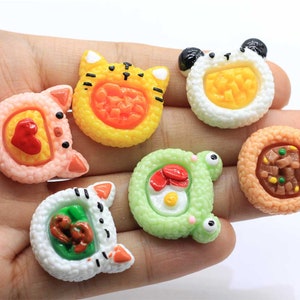 Kawaii Orso giapponese Gatto maialino a forma di rana animale resina sfere di riso Flatback Cabochon fai da te Scrapbooking per abbellimenti Accessori
