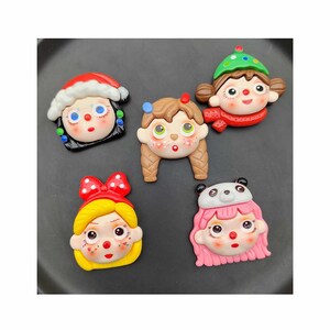 Resin Cartoon Christmas Girl Flatback Cabochons For Hair Bow Centers DIY Scrapbooking Decor Accessories