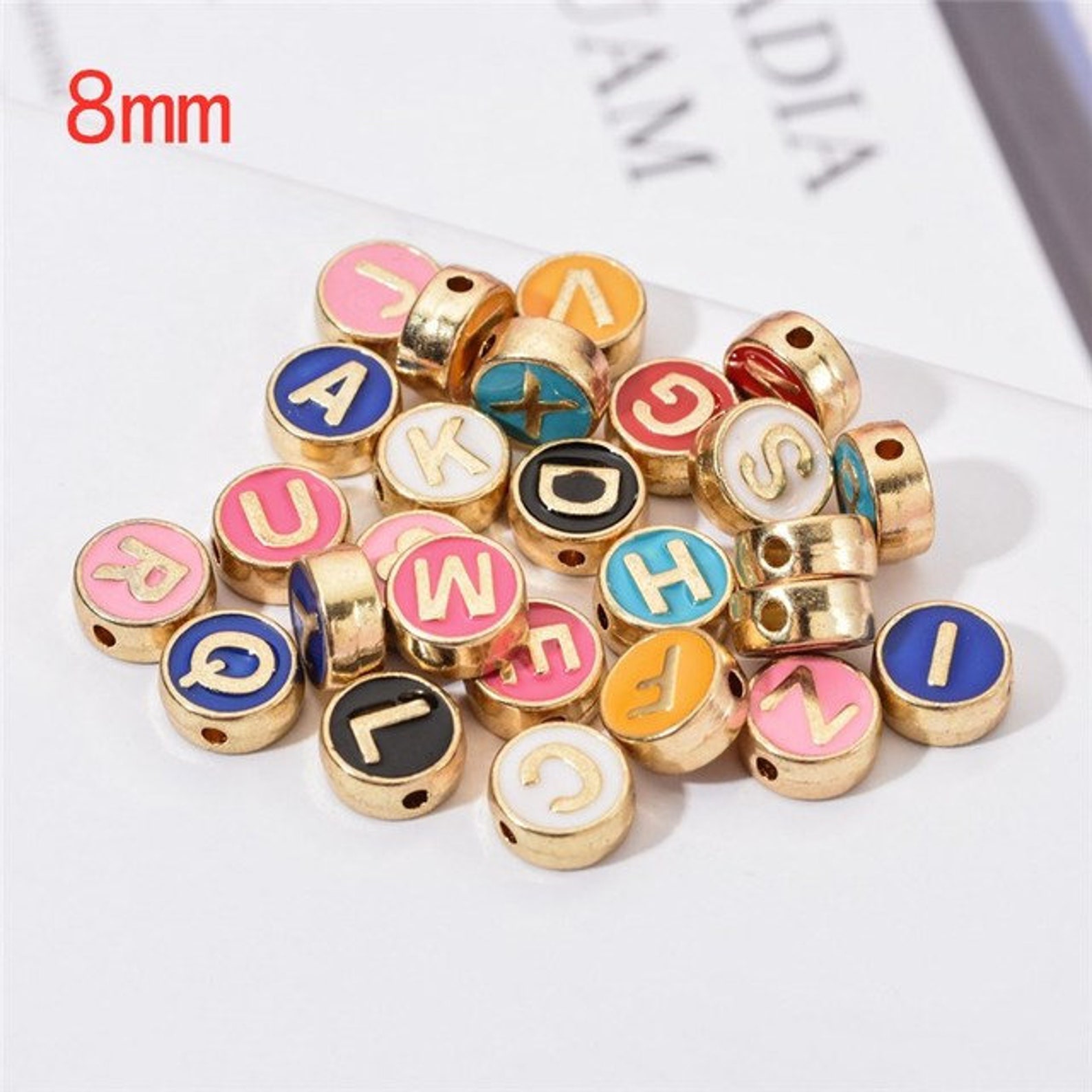 8mm Enamel Letter Beads Gold 26 English Alphabets For Jewelry Etsy