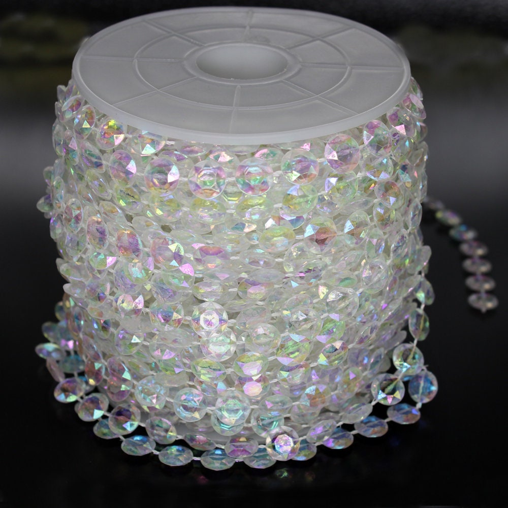 Ghirlanda Di Cristallo Per Decorazioni – Perle In Plastica Da 18 Mm, Lunghezza 1 Metro, Colore Viola