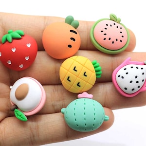 Espalda plana Plástico Fruta Sandía Piña DIY Resina Cabello Joyería Lazos Bow Clip Accesorios Plastic Cabochons Decoración