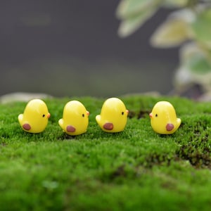 Mini petit poussin jaune maison de poupée miniature fée décoration de jardin artisanat en résine pour plantes de maison bonsaï décoration Mini jouets