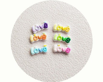 Colorful Gradient Love Letter Flat Back Resin Cabochons Scrapbooking Crafts Headwear Accessories DIY Phone Case Decoration