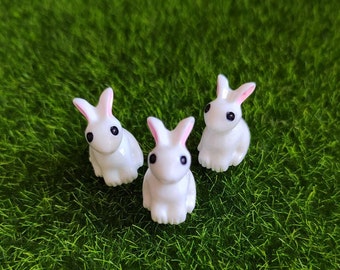 Preciosas miniaturas de conejos 3D para decoración de jardines de hadas, manualidades y bricolaje, venta al por mayor