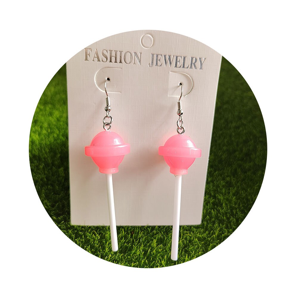 Cute Resin Round Lollipop Drop Earring ,Handmade Candy Color