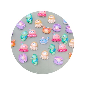 Slime Liefert Delphin Muschel Seepferdchen Krabbe Pctopus Harz Niedliche Anhänger DIY Cabochons