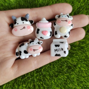 Schattige koe vorm plaksteen hars cabochon voor haar boog centra DIY scrapbooking decor slijm accessoires