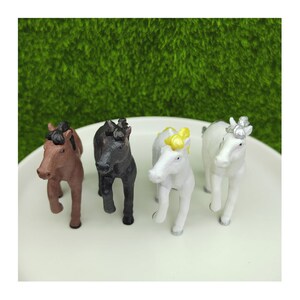 Tier Skulptur Dekorationen Weiß Schwarz Braun PVC Pferd 3D Miniatur Pferd Figuren Kinder Spielzeug Puppenhaus Zubehör