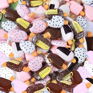 Weiß Rosa Schoko Resin Eiscreme Flachrücken Cabochons für Telefon Haarschleife Dekoration Scrapbooking DIY Verzierung Basteln