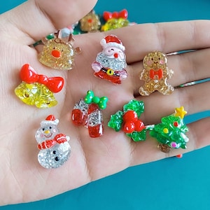 Cabochons à dos plat en résine, thème de noël, embellissements pour la fabrication de cartes, bricolage, mariage, artisanat de noël, scrapbooking