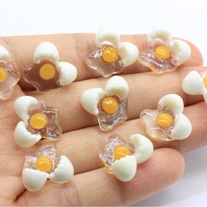 16mm resina traseira plana kawaii ovo quebrado cabochão diy ovos fritos brinquedos artificiais em miniatura