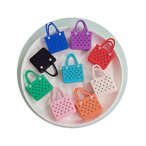 Mini bolso de playa de verano de goma con estatuilla en miniatura para casa de muñecas, bolso de viaje con agujero de EVA