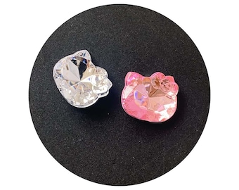 19 mm rosa Kristall Strass Katze Kopf hochwertige Nail Art Strassstein gelten für Maniküre Telefon Fall Haar Bogen Dekoration