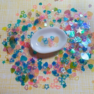 Kawaii Färgglad Hjärta och Stjärna Mix Skimrande Glitter Alla Hjärtans Dag Paljetter Resin Tillbehör Nagelkonst Decoden Slime