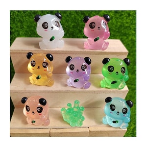 Glow In The Dark Mini Dieren Panda Miniatuur Poppenhuis Fairy Tuindecoratie Hars Ambachten Voor Thuis Planten Bonsai Decoratie: