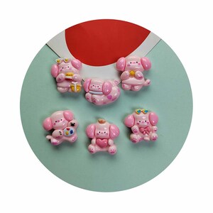 Cartoon Dog Resin Flatback Cabochons Kawaii Pink Puppy Resin Ornaments DIY Hairpin Accessory Slime Charms