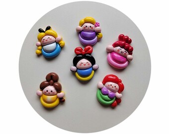 Kawaii Resin Mini Cartoon Princess Series Flat Back Scrapbook DIY Home Furnishing Embellishments Hairpin Accessories