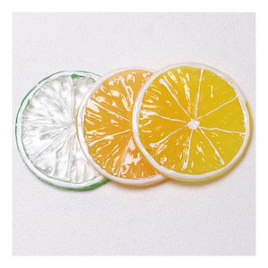 Fette di arancia, lime, limone, resina artificiale, 45 mm, ornamento di frutta, cucina, matrimonio, finto limone
