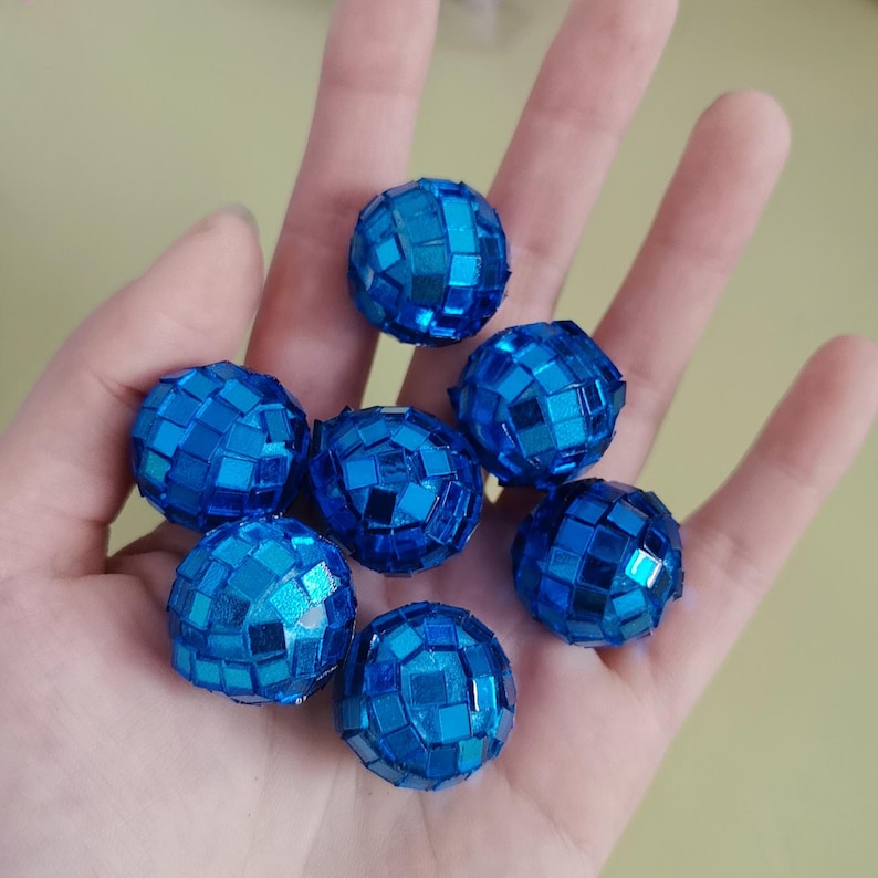 Gold 21mm Mini Disco Ball Beads Cake Decoration Birthday Table Decorations 70s Theme Disco Party Dance Party Supplies #8-royal blue