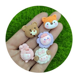 Niedliche Cartoon Tierkopf Flache Rückseite Harz Cabochons Scrapbooking DIY Schmuck Handwerk Dekoration Accessorie