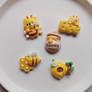 Süße Bienenwaben-Bienen-Harz Cabochon-flache Rückseite Charme für Bogen-Mitte Slime-Füllung Scrapbo DIY Handwerk Dekoration Honigbienen-Thema