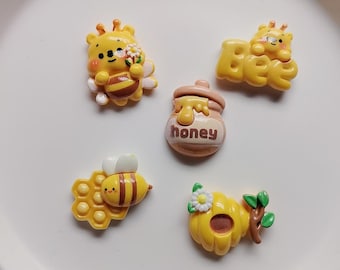 Sweet Honeycomb Bee Resin Cabochon Flat Back Charms for Bow Center Slime Filling Scrapbo DIY Crafts Decoration Honey Bee Theme