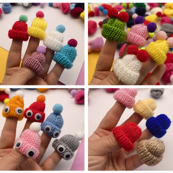 Mélange couleurs Maison de poupée Miniature Lovely Knitted Beanie Hat Cap Mini Handmade Small Knitting Hat For DIY Dolls Decoration Phone Case Decoration