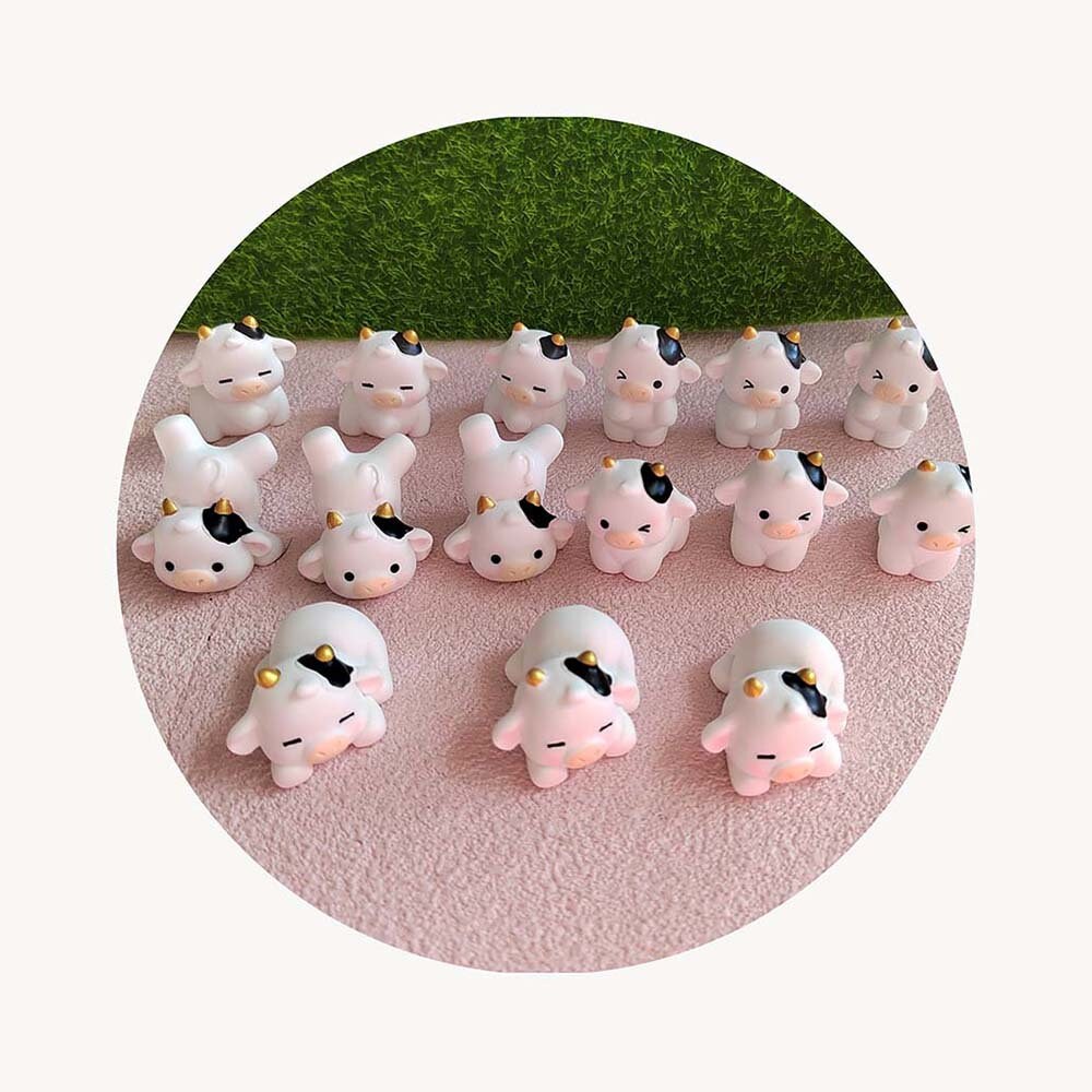 Cute Cow Small Statue Little Figurine Crafts Figure Ornament Miniatures ...