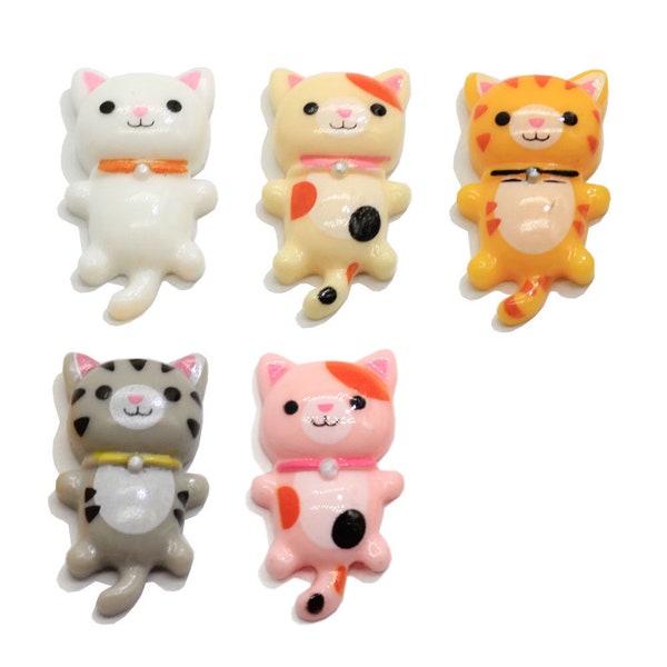 25mm Kawaii Cat charms pendentifs pour bijoux fabrication bracelets collier boucles d’oreilles en résine dos plat cabochon