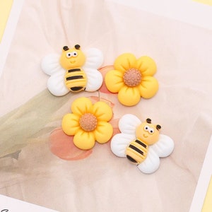 Résine Abeilles Tournesols Flatback Résine Cabochosn Tiny Daisy Fleur Abeilles Embellissements pour la décoration de fête