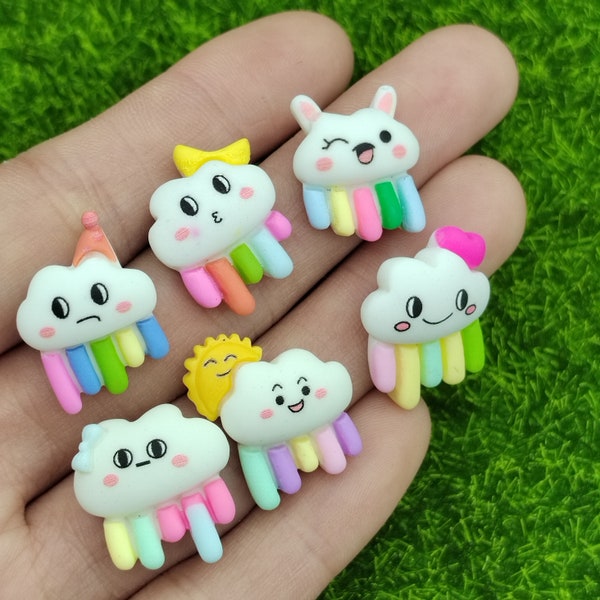 Korea Rainbow Star Cloud Cute Charms For Jewlery Making Findings Resin Floating Pendant Patch Diy Phone Case Earrings