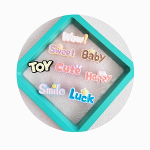 Etiqueta de palabras positivas, cabujones de resina con parte posterior plana para álbumes de recortes, manualidades, lindos, afortunados, palabras felices, insignias, adornos para niñas, horquilla