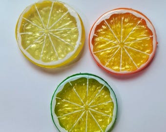 50mm Miniature 3D Lemon Lime Orange Slice Fruits Resin Charms For Earring Making