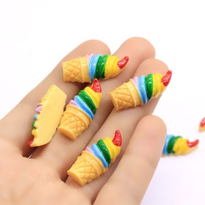29mm Kawaii Regenbogen Eis Flatback Harz Cabochon Handwerk Für DIY Handyhülle Haarspange Dekoration Scrapbooking